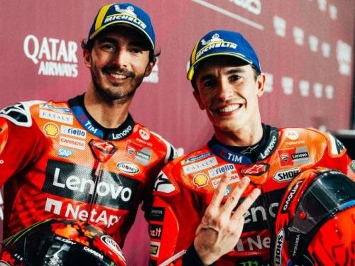 Francesco Bagnaia dan Marc Marquez. (Foto: Instagram/ducaticorse)