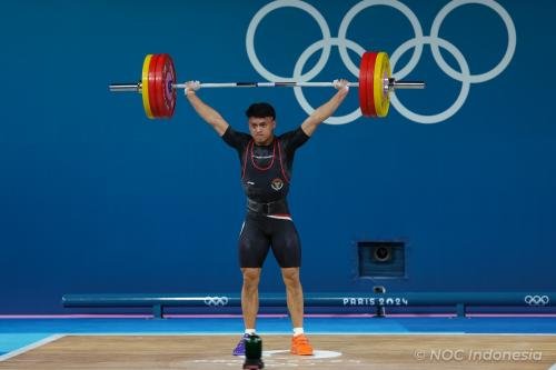 Rizki Juniansyah beraksi di Olimpiade Paris 2024 (Foto: NOC Indonesia/Naif Muhammad AlAs)